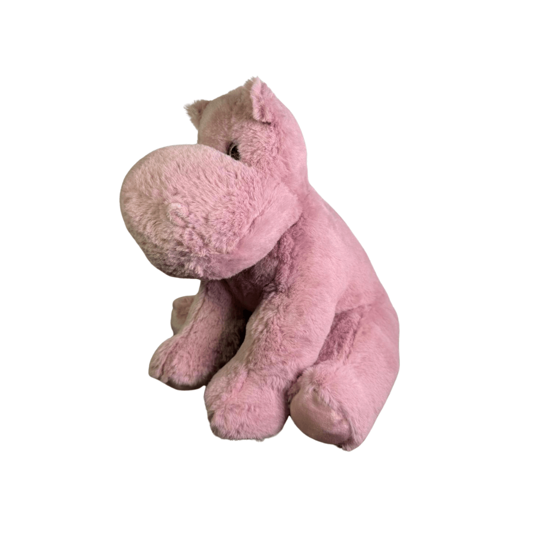 Bella de nijlpaard knuffel - Make a bearBella de nijlpaard knuffel in roze, met glitter oogjes. Een zachte en schattige knuffel, zijkant an de knuffel